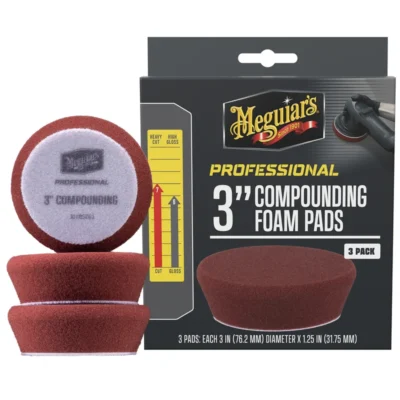 Meguiar’s Professional Compounding Foam Pads – 3 Inch – Red – 3-Pack