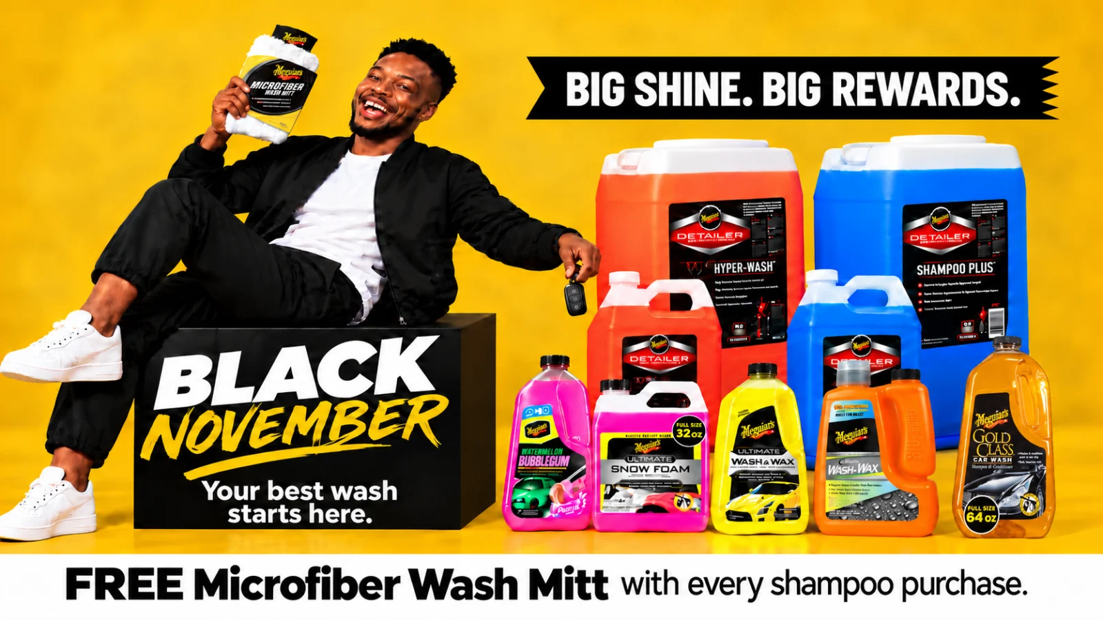 Free microfiber wash mitt with every shampoo purchased